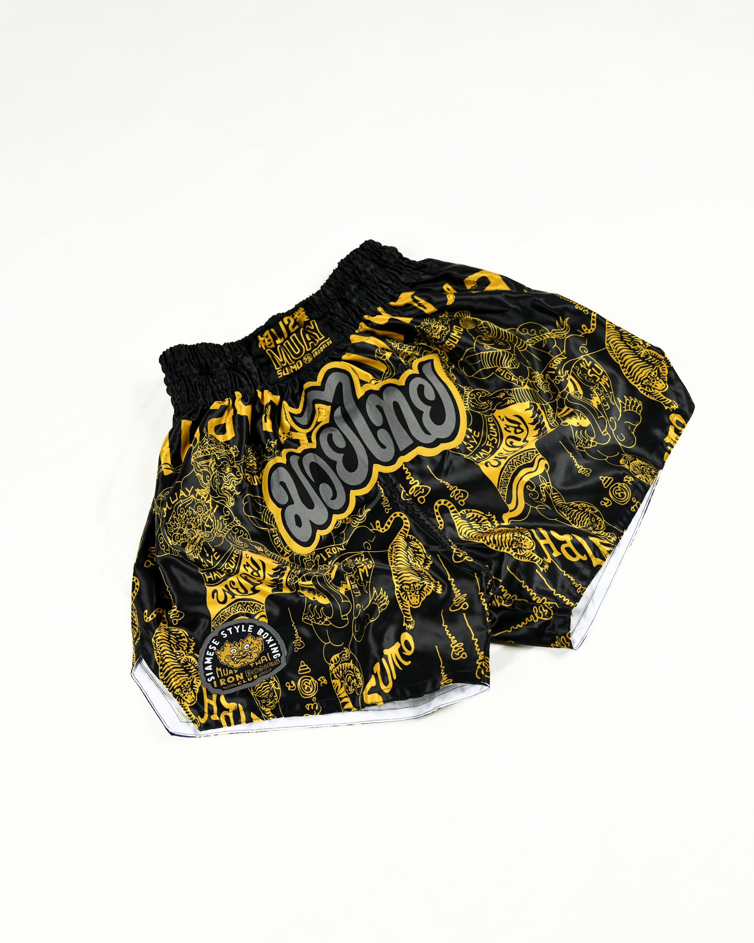 Iron Bones Muay Thai Shorts - Yellow/Black