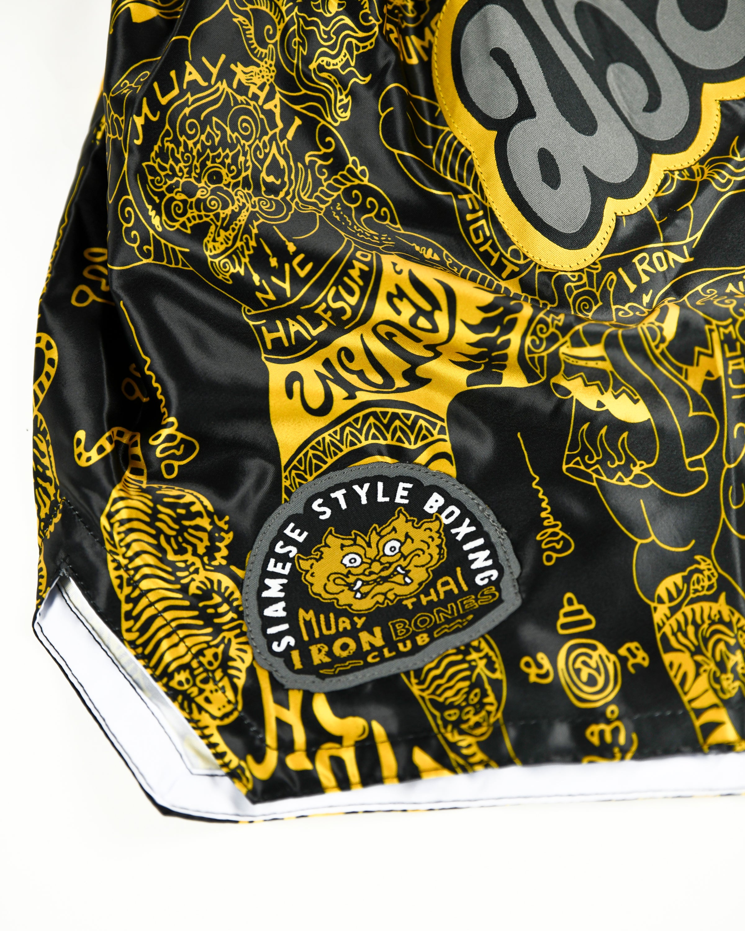 Iron Bones Muay Thai Shorts - Yellow/Black