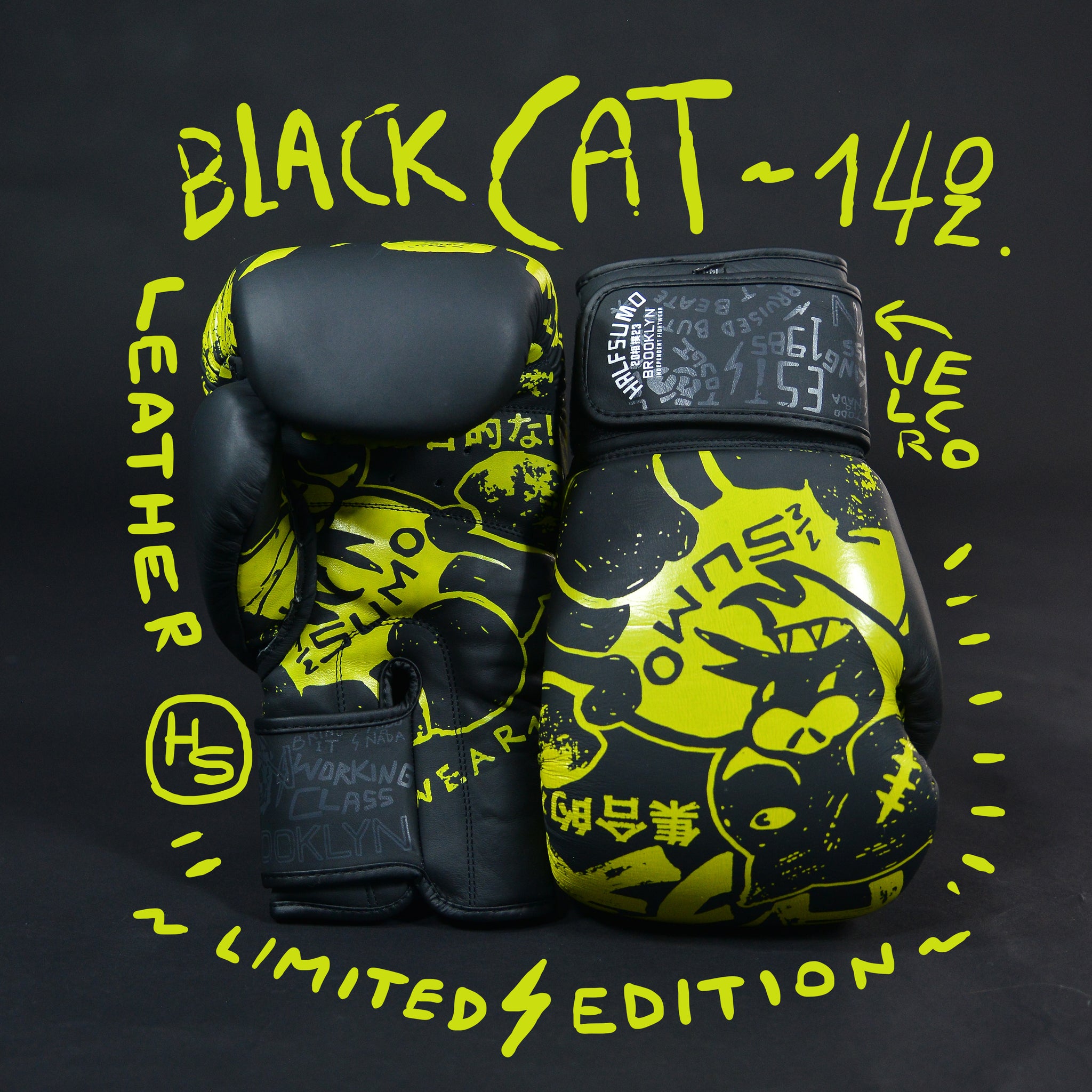 Black Cat Boxing Gloves Neon